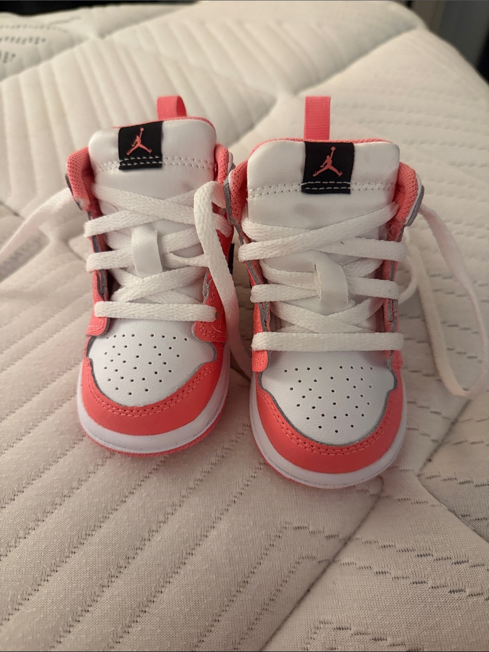 Nike Toddler White and Coral/Pink High-Top Sneakers